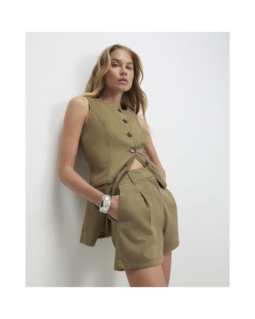 River Island Green Waistcoat Faux Suede