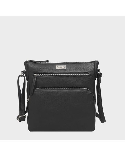 Assots London 'agatha' Black Real Soft Pebble Grain Leather Crossbody Bag