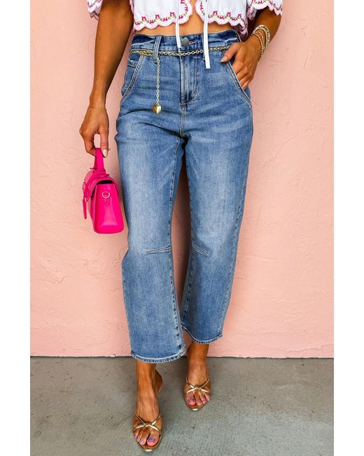 Azura Exchange Blue Cropped Wide Leg Denim Jeans