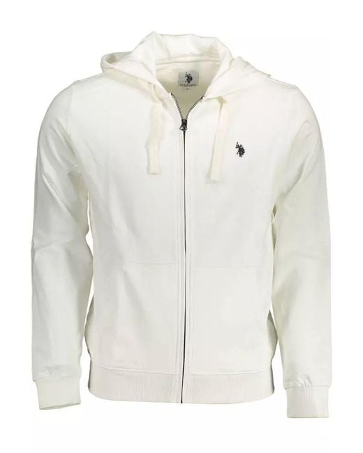 U.S. POLO ASSN. White U. S. Polo Assn. Classic Hooded Zip Sweatshirt for men