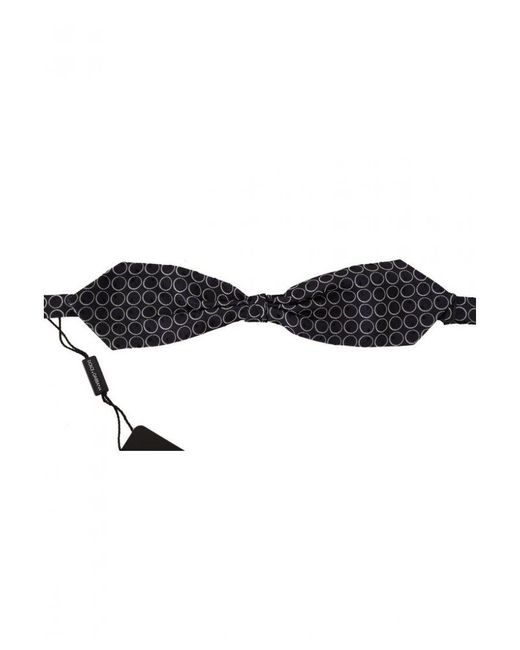 Dolce & Gabbana Black Round 100% Silk Neck Papillon Tie for men