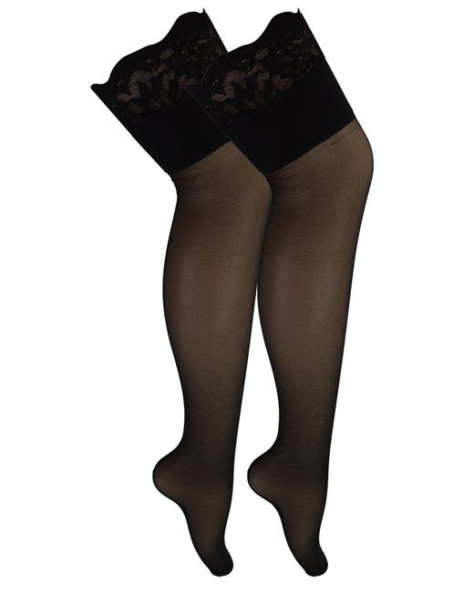 Sock Snob Black 2 Paar Multipack Damen Nahtstrümpfe Mit Spitzenabschluss
