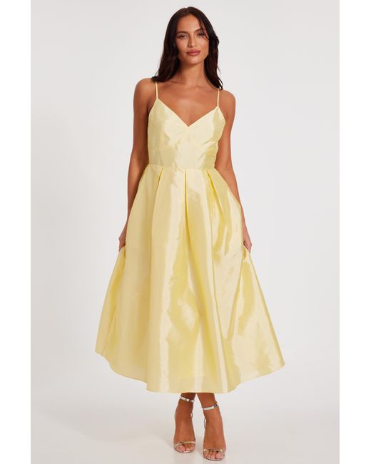 Quiz Yellow Light Taffeta Midaxi Dress