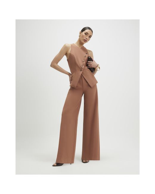 River Island Natural Jumpsuit Collarless Asymmetric