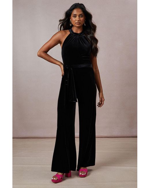 Oasis Black Occasion Velvet Jumpsuit