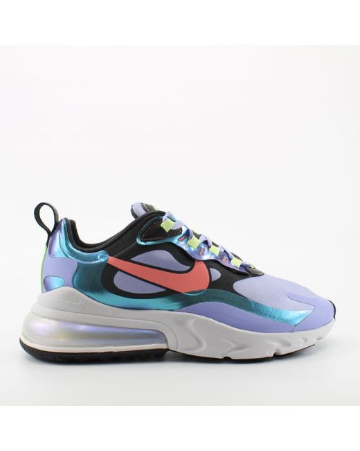 Nike Blue Air Max 270 React Textile Lace Up Trainers Cu4818 001