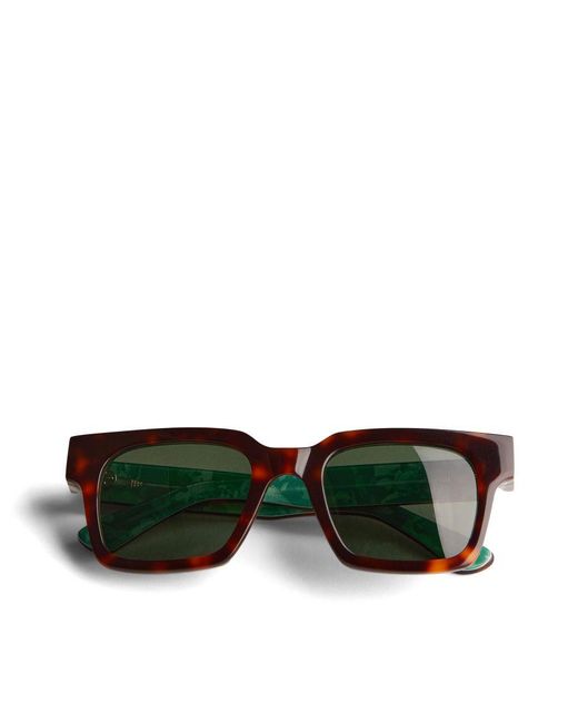 Ted Baker Green Winstin Mib Square Framed Sunglasses, Tortoiseshell for men