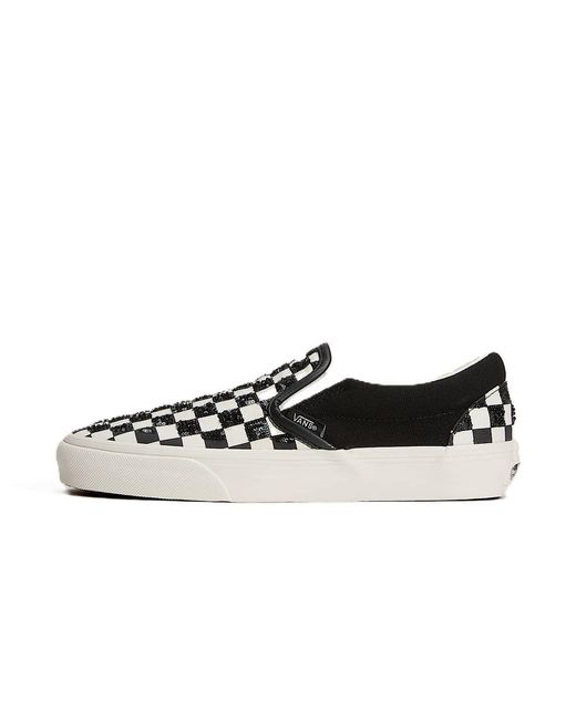 Vans Black Classic Slip-On Canvas/ Beaded Checkerboard Trainers