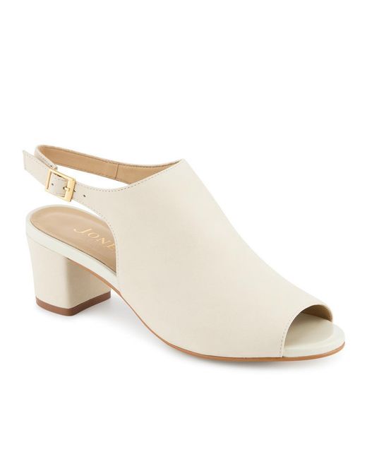 Jones Bootmaker White Xandra Smart Leather Slingback Peep Toe Sandals