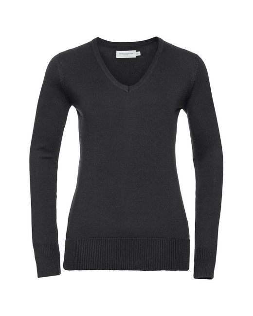 Russell Black Collection /Ladies Cotton Acrylic V Neck Sweatshirt