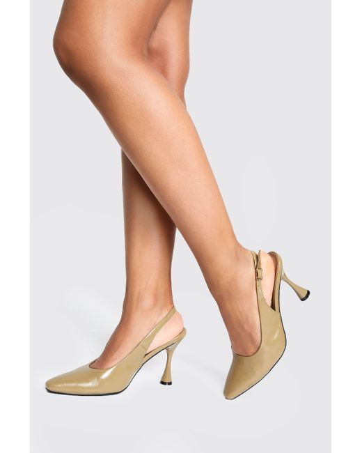 Boohoo Natural Wide Fit Flared Heeled Court Shoes