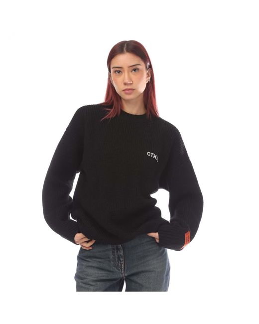 Heron Preston Ctnmb Gebreid Crew Hals Oversized Sweatshirt (zwart, Wit) in het Black