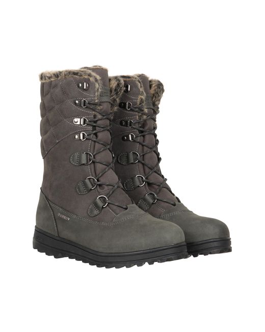 Mountain Warehouse Black 'Vostock' Snow Boots Leather Waterproof Breathable Hiking Shoes for men