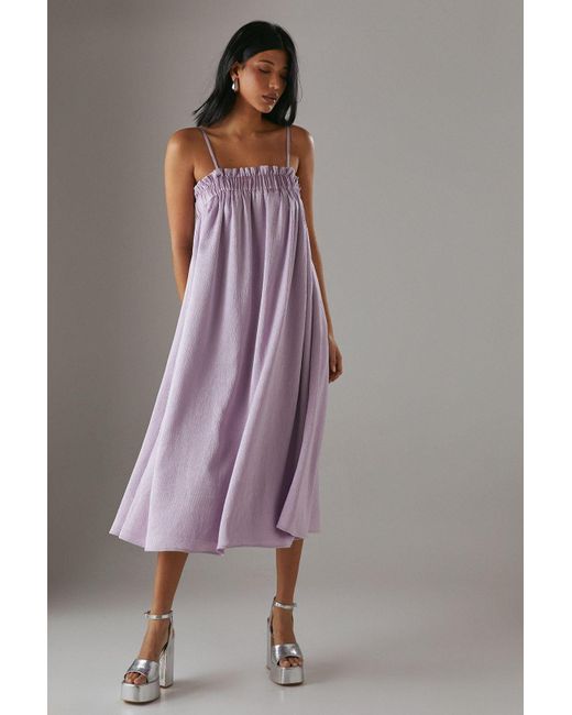 Warehouse Crushed Satin Strappy Midi Dress in Purple Lyst UK