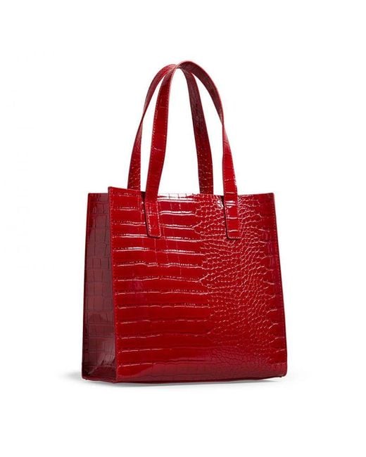 Ted Baker Red Accessories Reptcon Croc Detail Small Icon Bag