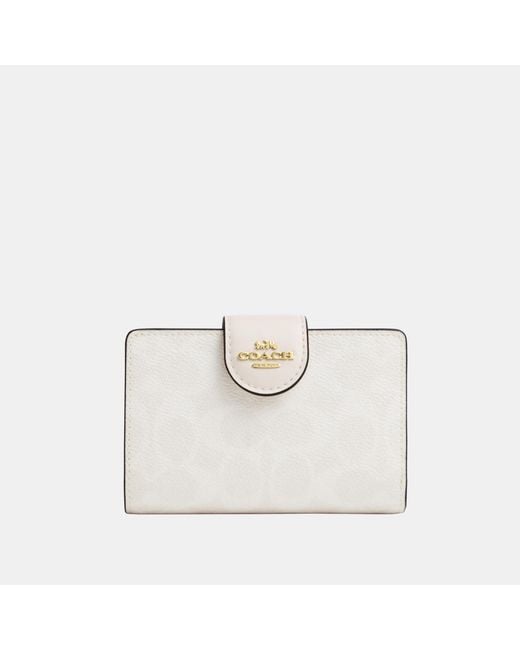 COACH White Medium Corner Zip Wallet