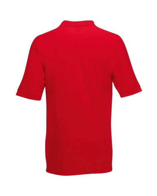 Fruit Of The Loom Red 65/35 Heavyweight Pique Short Sleeve Polo Shirt for men