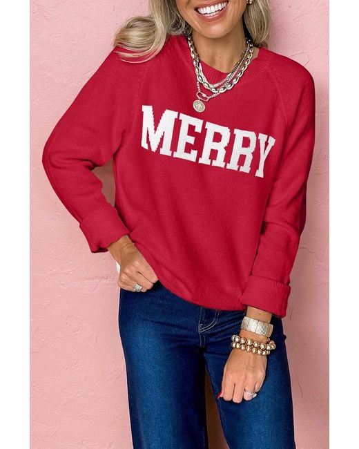 Azura Exchange Letterprint Crewneck Sweater in het Red