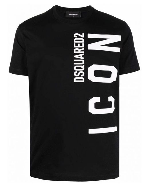 DSquared² Icon Verticaal Logo T-shirt In Zwart in het Black voor heren
