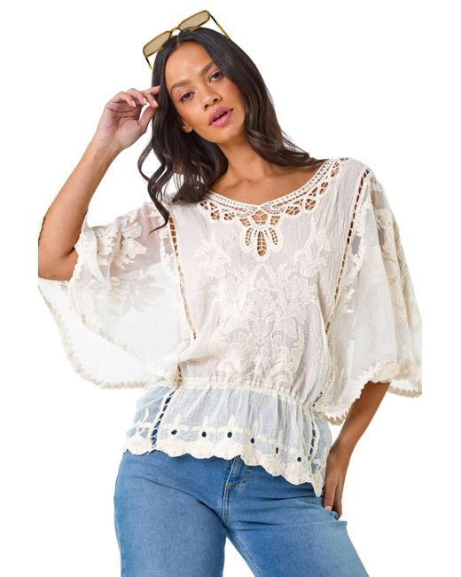 D.u.s.k White Butterfly Lace Blouse