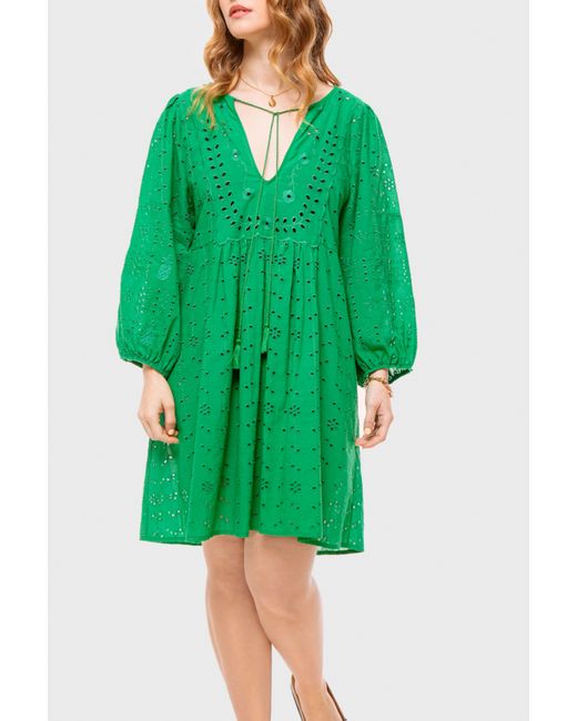 Elle Green Jane Embroidery Anglaise Beach Dress