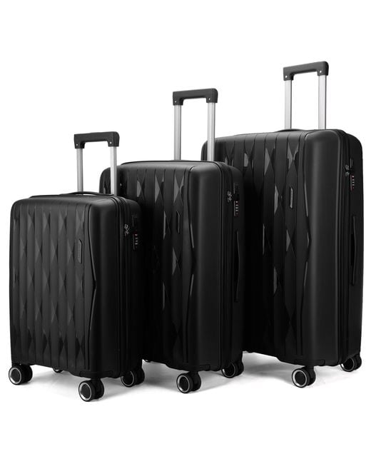 Infinity Leather Black Hard Shell Strong Suitcase 8 Wheel Cabin Tsa Luggage Case Holiday Travel Hardshell