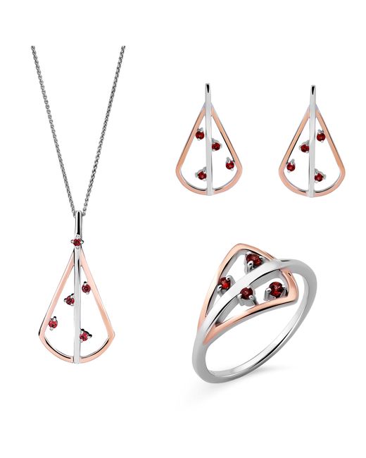 Orphelia Metallic 'Sacha' 925 Sterling Set: Necklace + Earrings + Ring