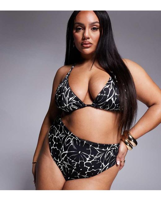 ASOS Black Design High Leg Waist Bikini Bottom