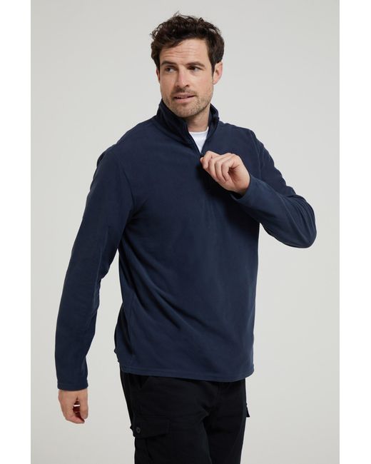 Mountain Warehouse Blue 'Camber Ii' Half Zip Fleece Top Antipill Breathable Casual Winter Sweater for men
