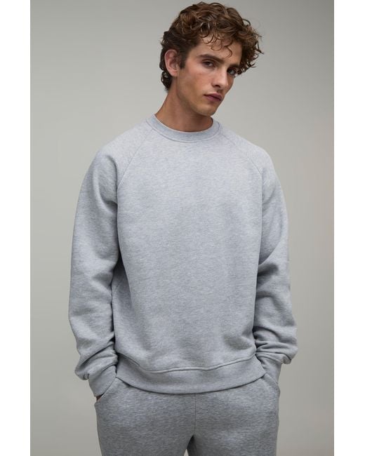 BoohooMAN Gray Essential Regular Fit Raglan Sleeve Sweater for men