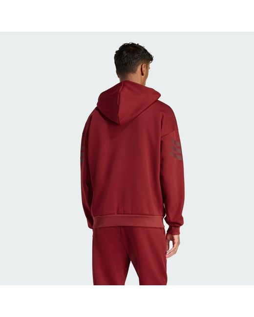 Adidas Red Future Icons 3-Stripes Full-Zip Hoodie for men