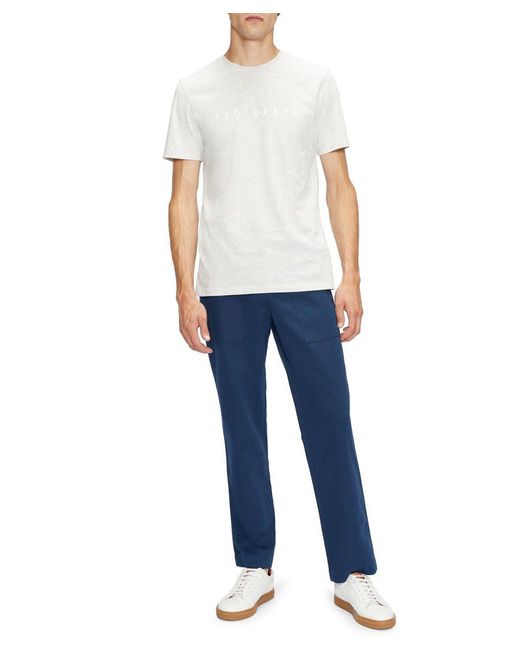 Ted Baker Blue Broni Short-Sleeved Branded T Shirt, Cotton for men