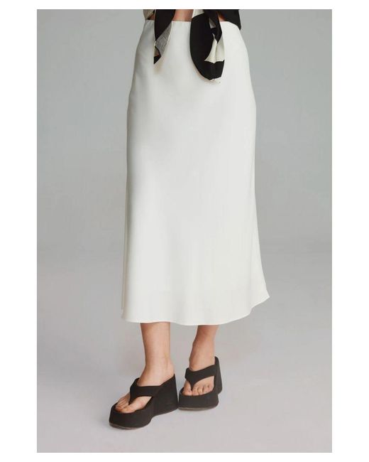 GUSTO Gray Satin Asymmetric Midi Skirt