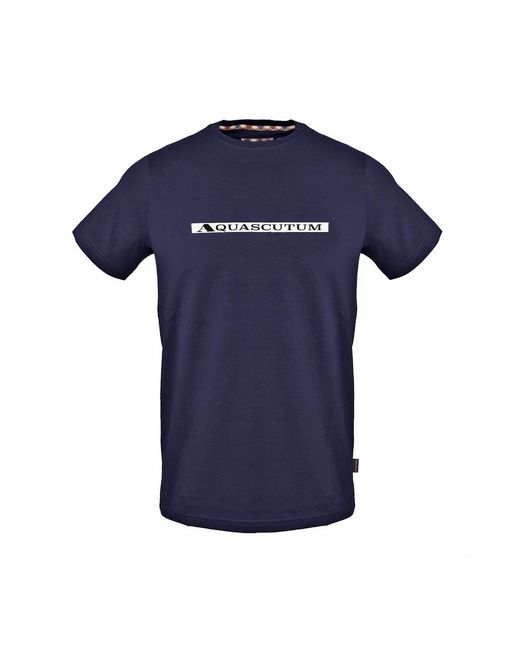 Aquascutum Blue Lacoste Lettering Crew Neck Short Sleeve Jersey T-Shirt for men