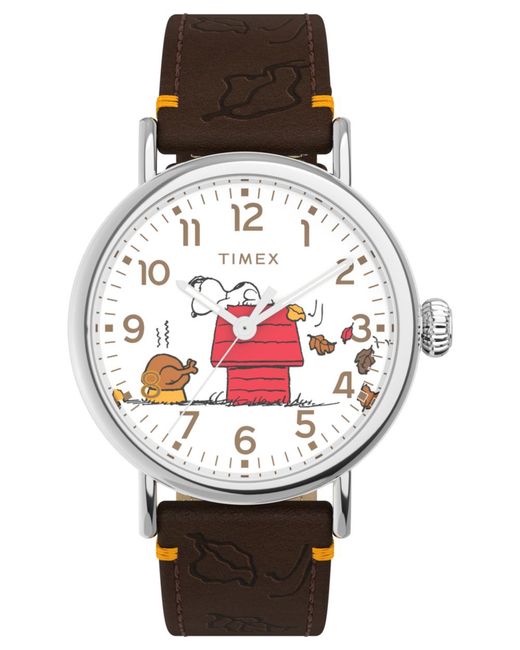 Timex Black Peanuts Waterbury Watch Tw2W44300 Leather