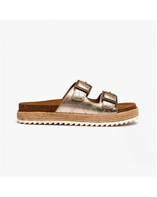 Barbour Brown Pamela Ladies Quilted Sandals Metallic