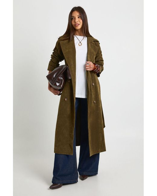 Boohoo Blue Faux Suede Trench Coat