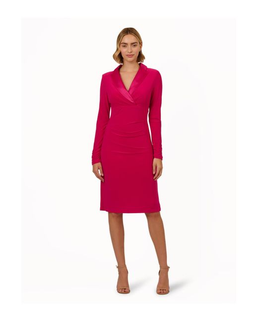 Adrianna Papell Red Jersey Tuxedo Dress