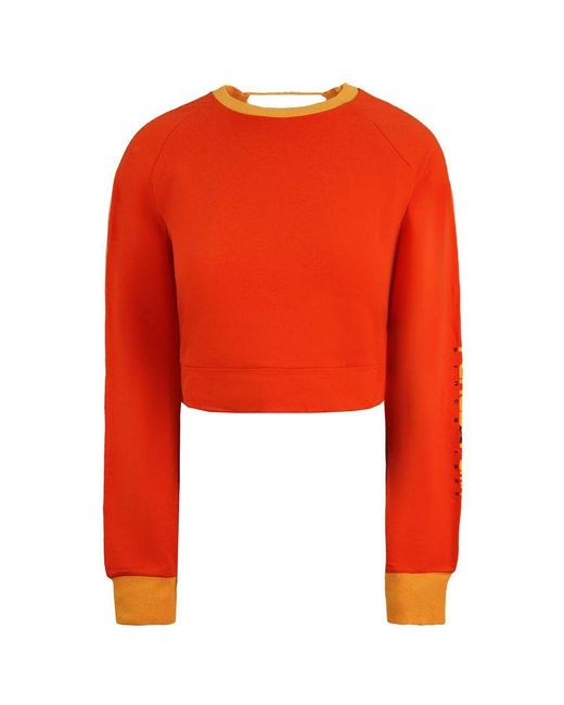 PUMA Red X Rihanna Fenty Laced Sweatshirt Orange Pullover 577290 03 Cotton