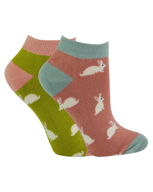 Miss Sparrow Green 2 Pair Multipack Ladies Bamboo Trainer Socks