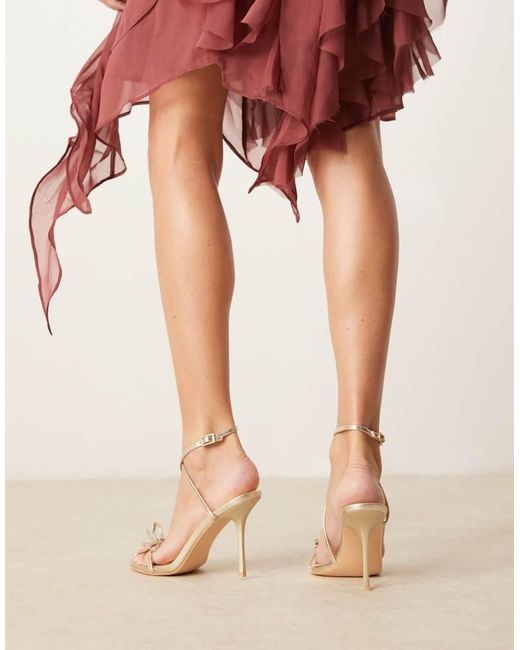 Glamorous Metallic Bow Heeled Sandals