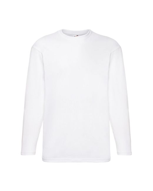 Fruit Of The Loom White Valueweight Long-Sleeved T-Shirt Cotton for men