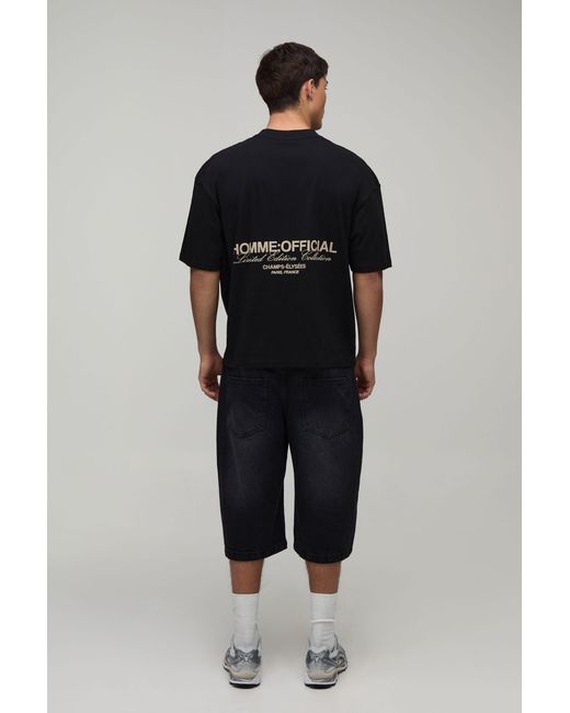 BoohooMAN Black Oversized Boxy Homme Rubber Print T-Shirt for men