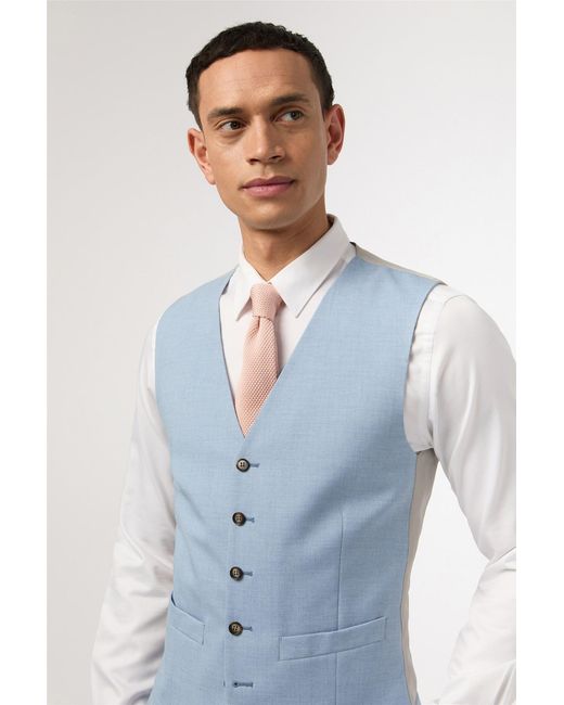 Antique Rogue Blue Single Breasted Five Button V-Neck Slim Fit Suit Waistcoat for men