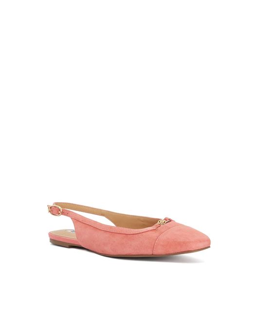 Dune Pink Hanna Suede Sling Back Logo Flats