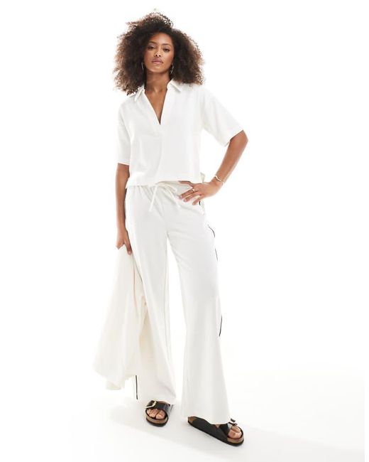 Cotton On White Ribbed Beach Polo Top