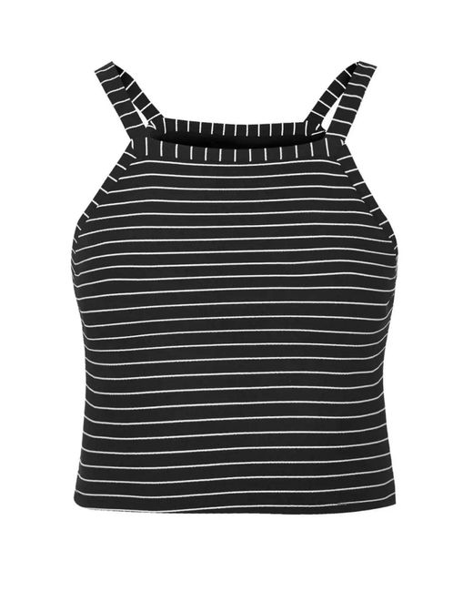 TOPSHOP Black Striped Crop Vest Top