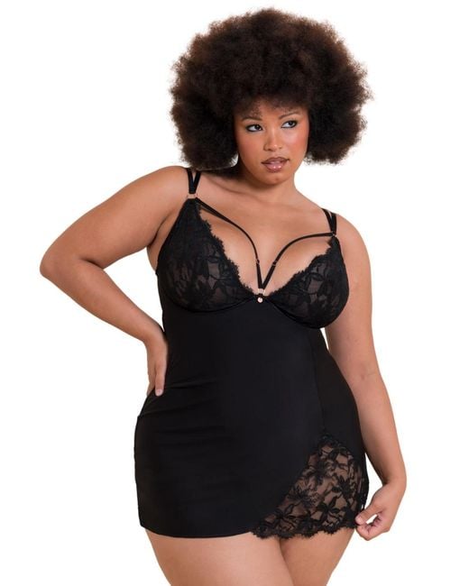 Curvy Kate Black St048320 Embrace Wired Deep Plunge Chemise