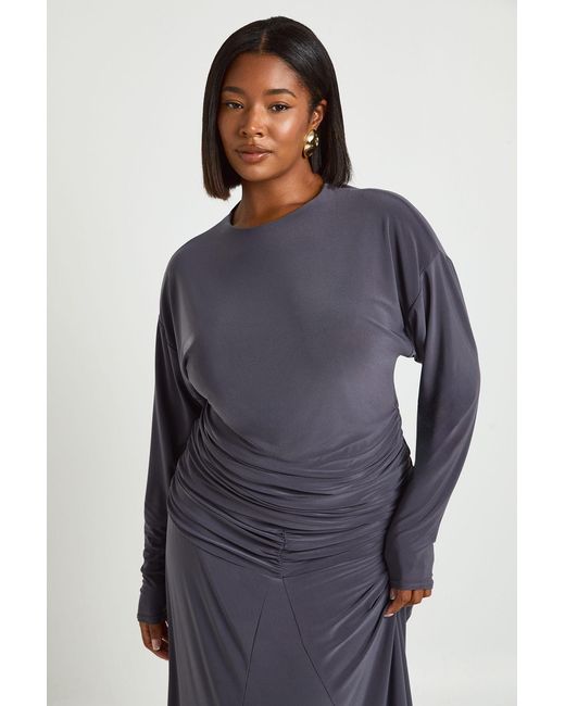 Boohoo Blue Plus Blouson Long Sleeve Top