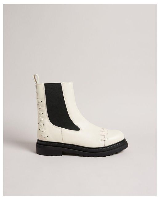 Ted Baker White Lukki Chelsea Boot With Whipstitch Detail, Leather
